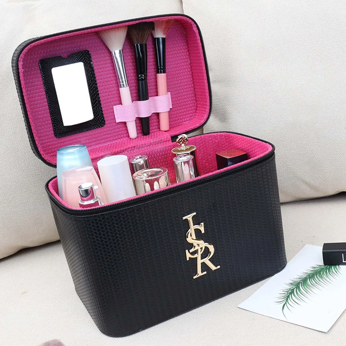 LOGO makeup bag large capacity female portable new super fire storage box advanced sense portable box three-dimensional