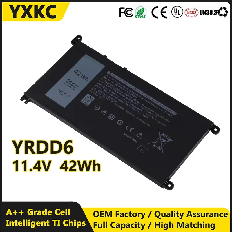 YXKC YRDD6 laptop battery lithium ion batterie 11.4V 42Wh For Dell inspiron5480 5482 5485 5584 5488 B07DFK12MV FW8KR RRJDX 9W9MX