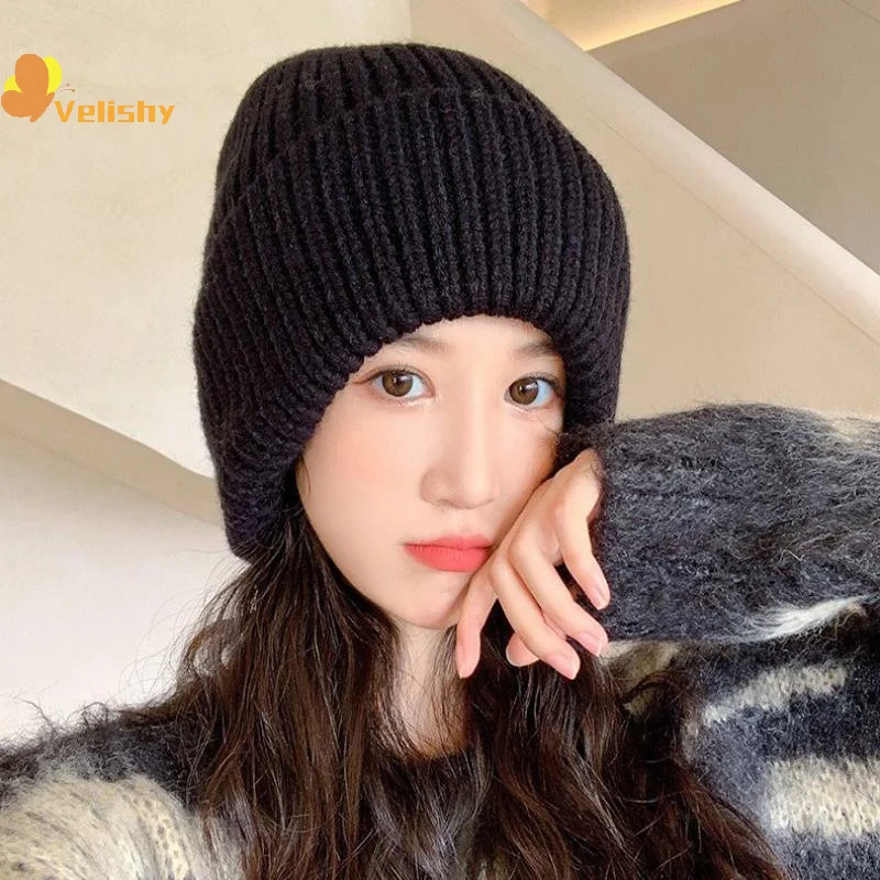 Cappelli caldi invernali di moda per le donne Berretti a cuffia lavorati a maglia impilabili casual Cappelli da uomo Berretti femminili unisex Hip Hop tinta unita