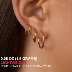 Shevalu New Hoop Earrings for Women 14K Real Gold Plated Copper Hoops with 925 Sterling Silver Needle Boutique Jewelry Lady Gift