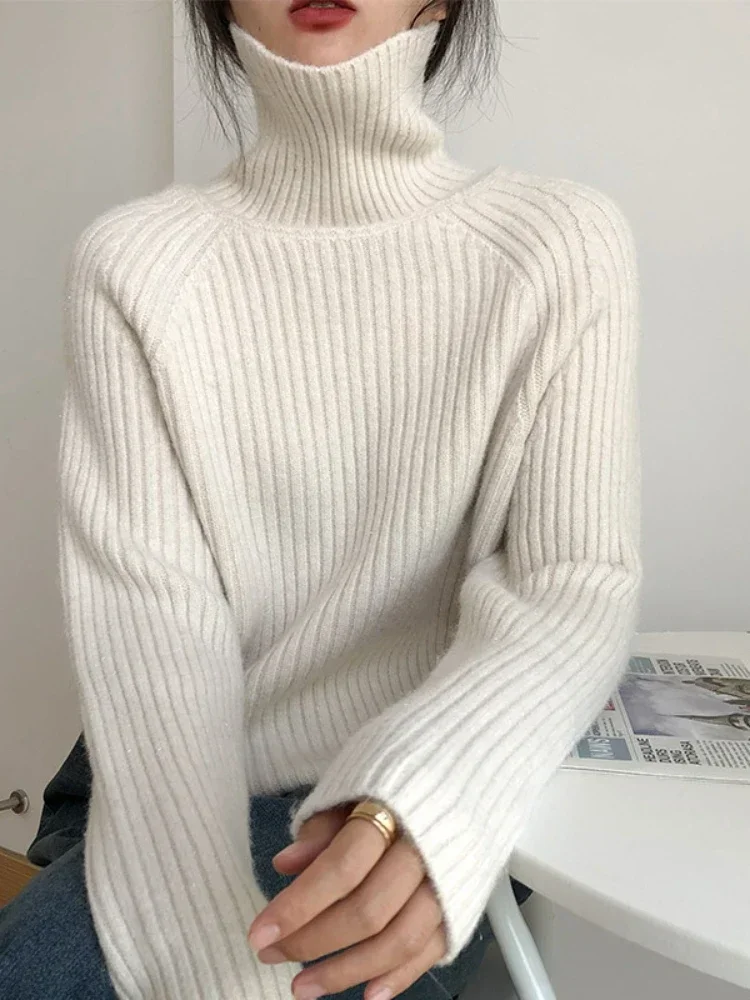 

Winter Fashion New Women's Knitted High Neck Solid Color Basic Style Warm and Elegant Hoodie Long Sleeve Knitted Sweater Inner