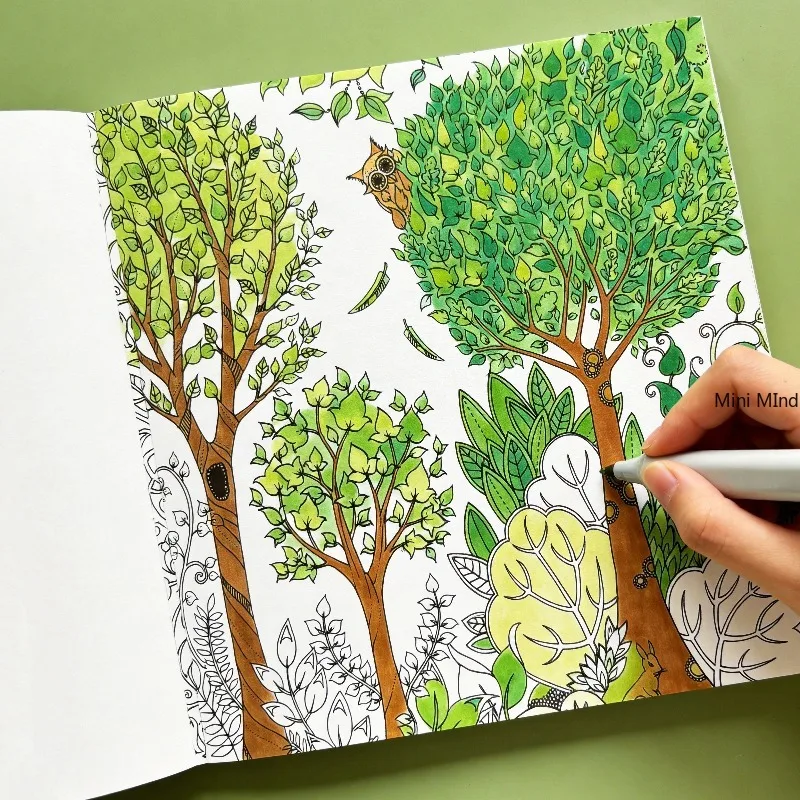 A Healing Forest Natural Style Painted Copy Book, Animal/forest Theme, Mandala Line Drawing, Emotional Relaxation Graffiti Book