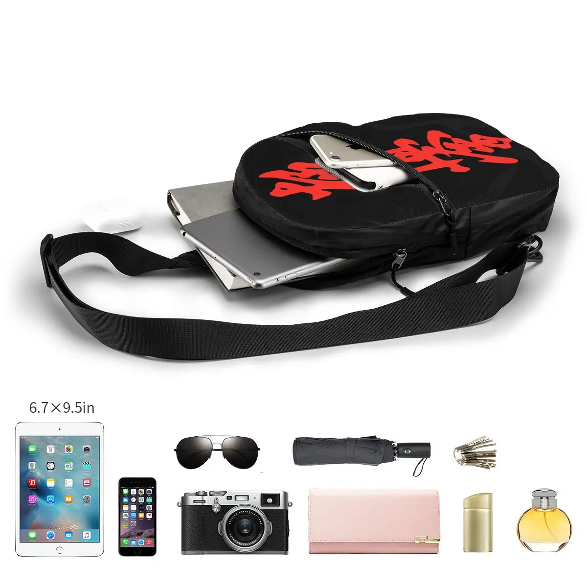 Benutzerdefinierte Kyokushi Karate Sling Taschen Männer Mode Kampfkunst Schulter Umhängetasche Brust Rucksack Radfahren Camping Daypack