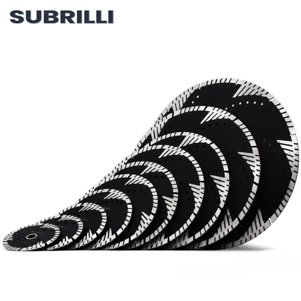 SUBRILLI 105/115/125/150/180/200/230/250/300/350mm Diamond Saw Blade Concrete Marble Granite Cutting Disc with Protection Teeth