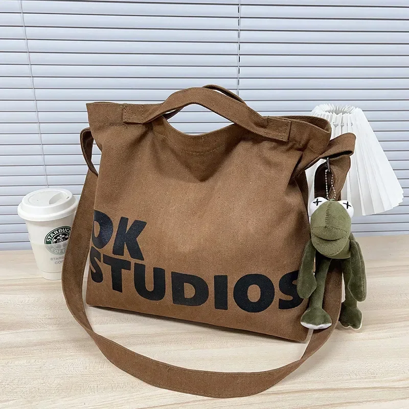 Neue verdickte gewaschene Segeltuch tasche, koreanische Damen handtasche Umhängetasche, Einkaufstaschen für Frauen mit großer Kapazität, Schult aschen für Schüler – Detail 4