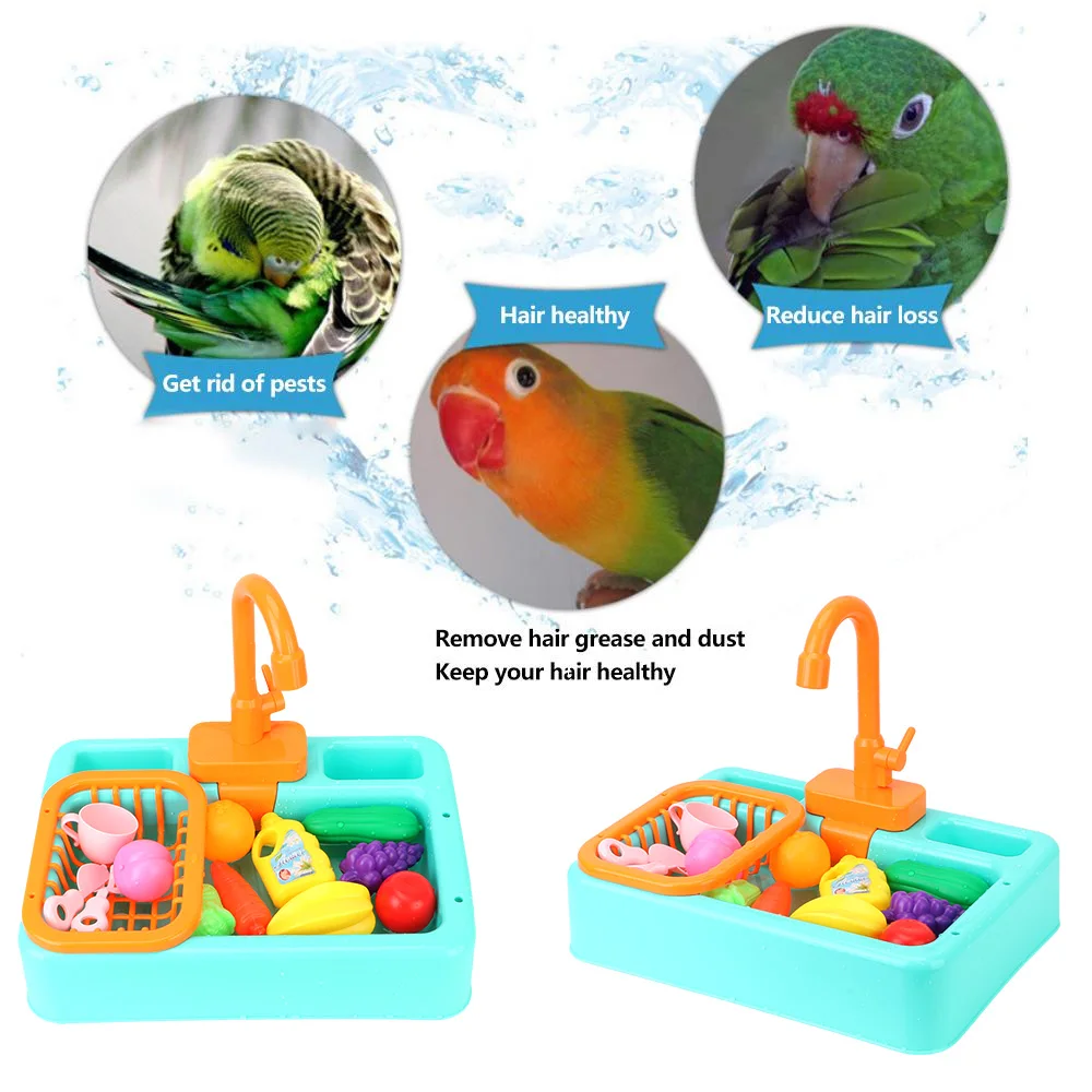 Faucet Parrot Bath Shower Parrot Paddling Pool Automatic Parrot Bathtub Swimming Pool Bird Feeder Water Dispenser Bird Cage