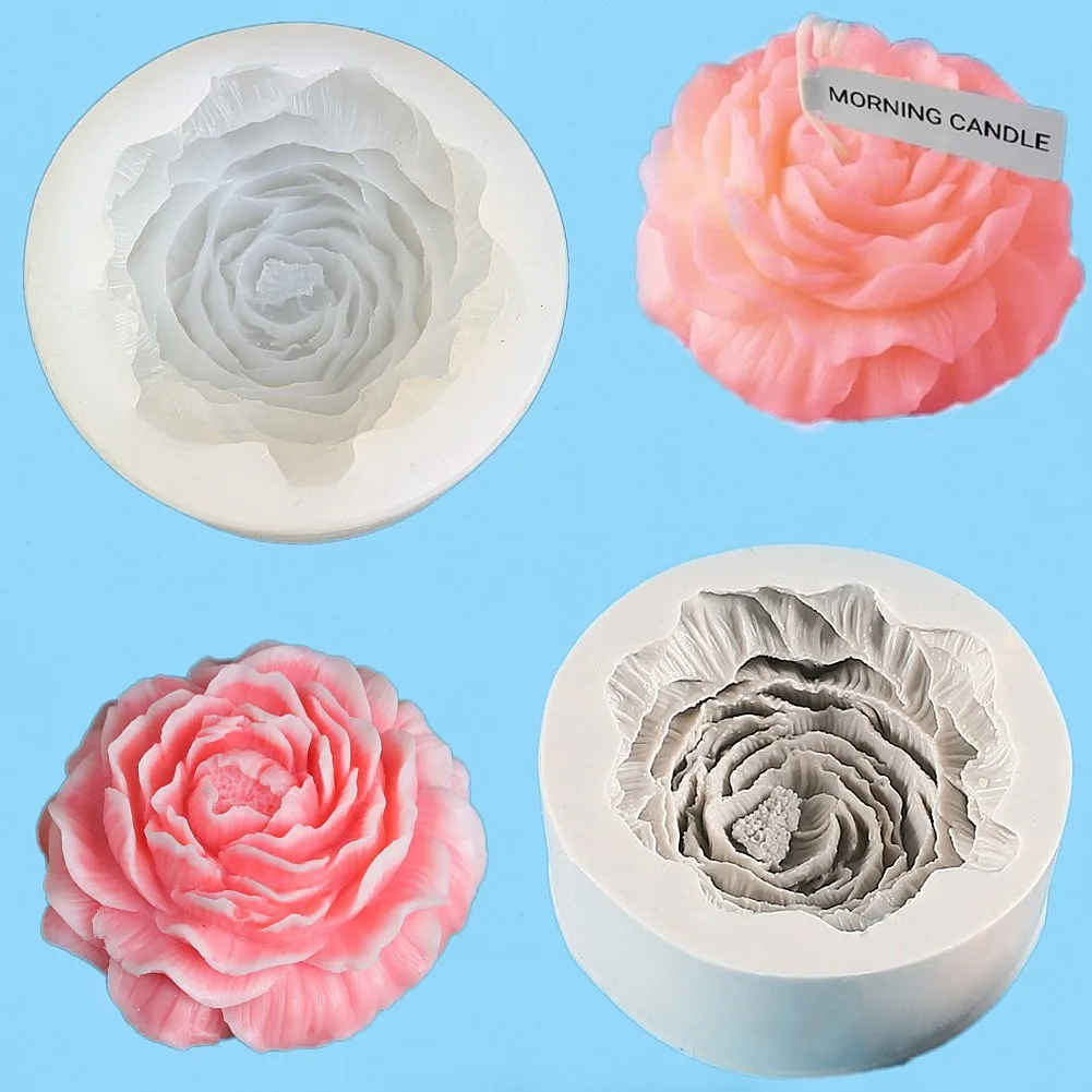 Flor Extra Grande Vela Peônia Molde De Silicone, 3D Plant Floral, Aromaterapia Gesso, Resina Fazendo Bolo De Chocolate DIY, Sabonete Ferramenta