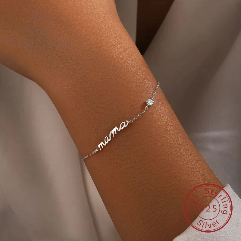 

Fashion's S925 Sterling Silver English Letter mama Women's Casual Pendant Bracelet