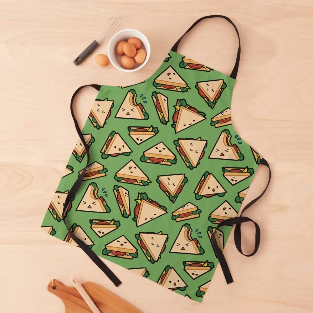 

Sandwich Mood pattern design (GREEN) Apron professional kitchen Things For Kitchen Hairdressing Hairdresser Accessories Apron