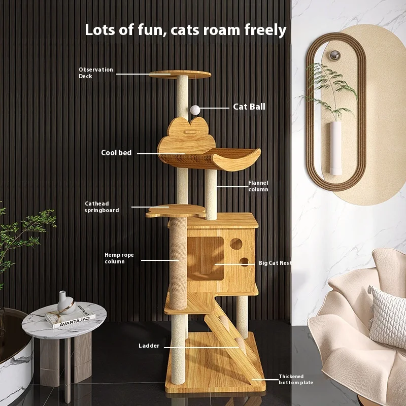 Kleine platzsparende Katzensprungplattform aus Holz, Klettergerüst für Katzen, Katzenhaus, Katzenbaum, integriertes Katzenkratzbrett