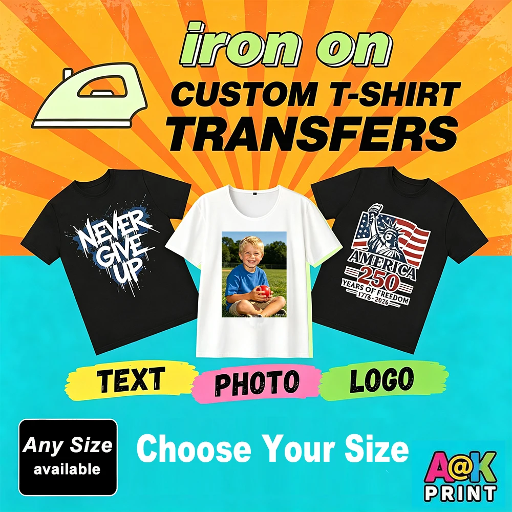 

Custom Logo Heat Transfers Iron On Stickers Clothing Thermal Patches Decals on Clothes Applique Bulk Washable VinylDTF Partches