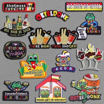 เนเธอร์แลนด์ party Oeteldonk สัญลักษณ์กบเย็บปักถักร้อย Patch การ์ตูน Applique DIY เหล็กบนแพทช์สําหรับเสื้อผ้าสติกเกอร์ Carnival patch