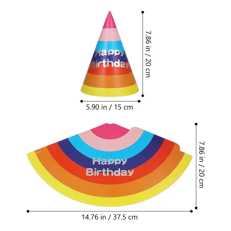 20Pcs Birthday Hat Cone Rainbow Hats Small Party Headwear Caps Celebration Party Prop Lovely Hats Decorative Cute Headwear Child