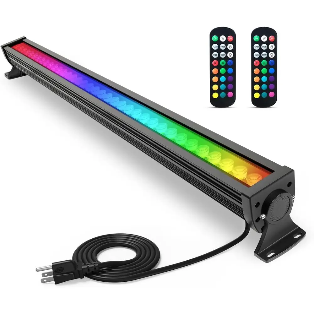 

144W LED Wall Washer Light with R Remote, RGBW 5700K Dimmable Linear Light Bar, 120V Waterproo Wall Washing Lamp or Outdoor Buil