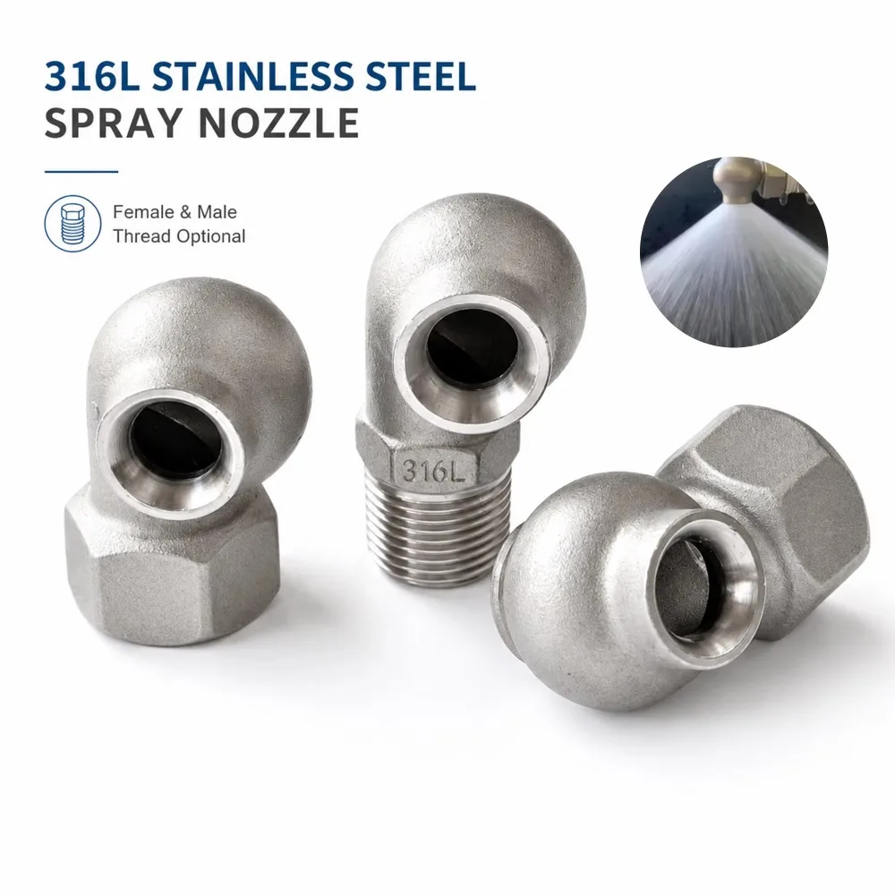 316L Stainless Steel Vortex Spray Nozzle Large Flow Hollow Cone Cleaning Nozzle for Industrial Tank Washing Dust Control Cooling
