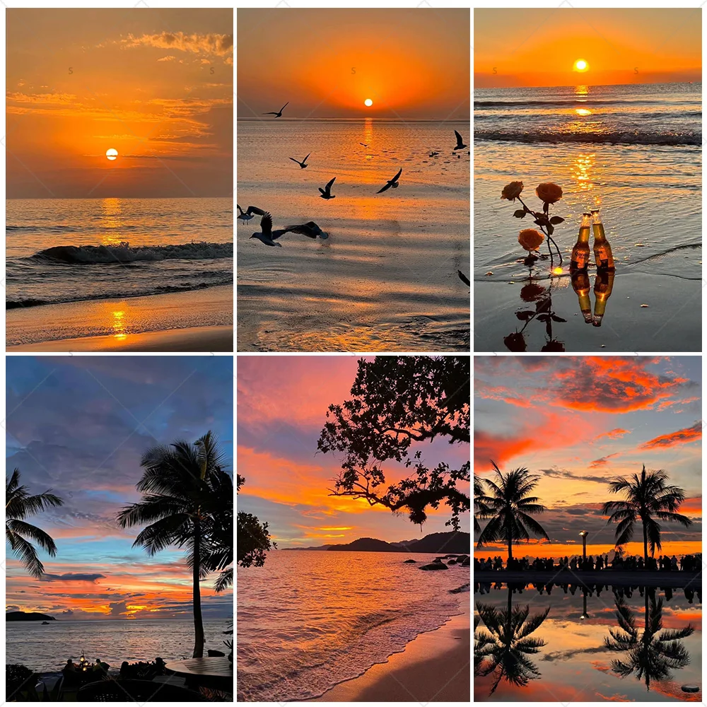 

Sunset By The Seaside Photography Background Supplies Vertical Decoration Cloth Baby Shower Party Decor Backdrop Photo Studio