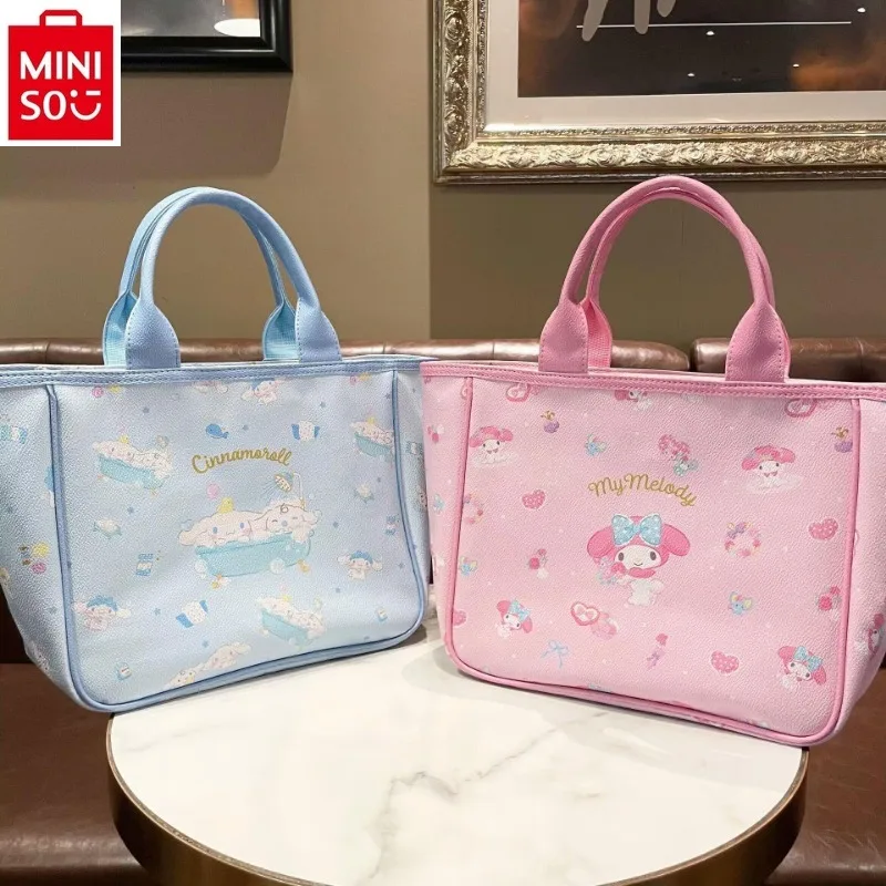 MINISO 2024 Fashion New Large Capacity Storage Bag for Women, High Quality Cartoon Kuromi Cute Printed Handbag