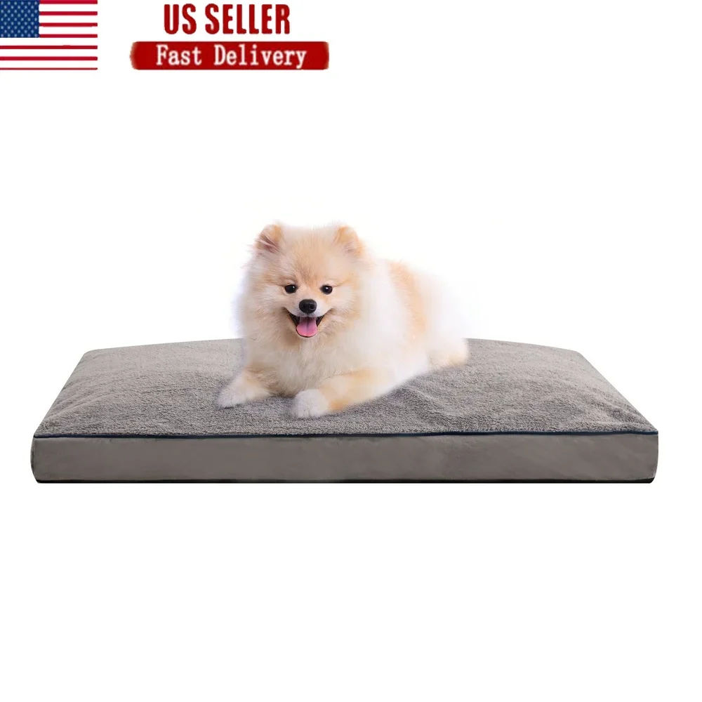 سرير كلب فاخر قابل للإزالة وغطاء قابل للغسل ومضاد للانزلاق من إسفنج الذاكرة للكلاب والقطط وراحة السفر
