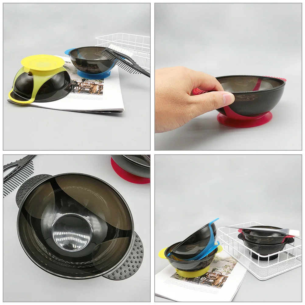 4Pcs Hair Coloring Bowl Set with Strong Suction Base for Stable Dye Mixing Hair Salon Color Bowls for Stylists
