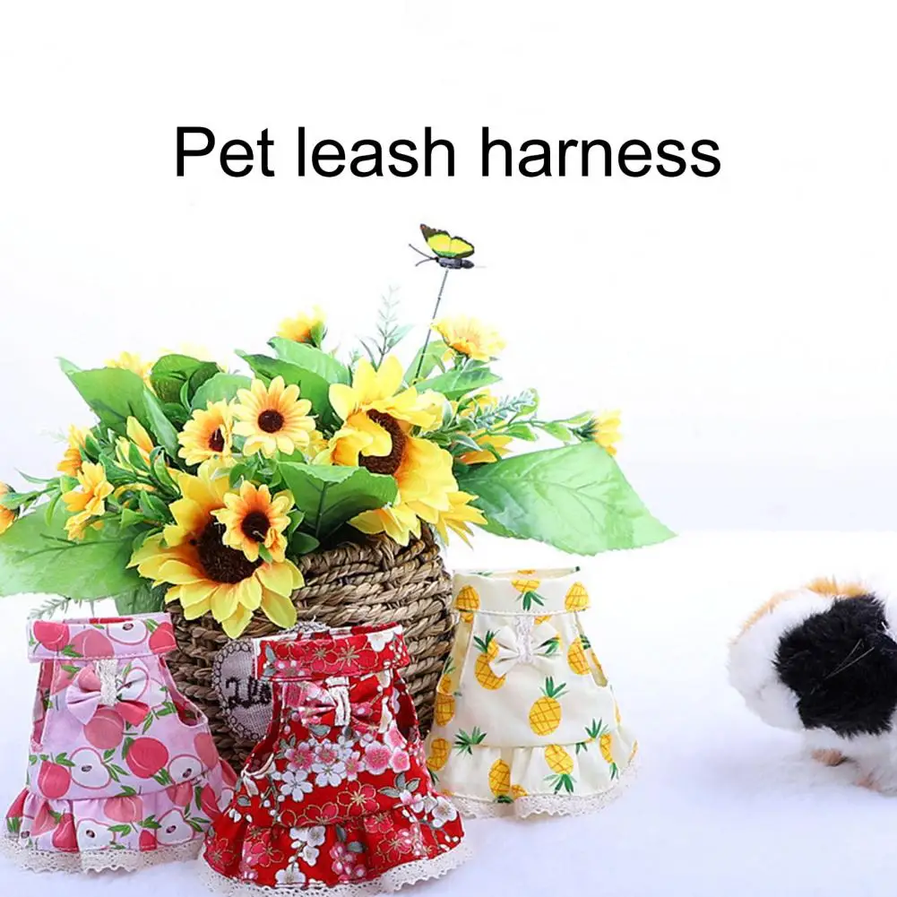 Fashion Comfortable Adjustable Peach Print Pet Rabbit Hamster Leash Rope Convenient Rabbit Chest Harness Pet Supplies