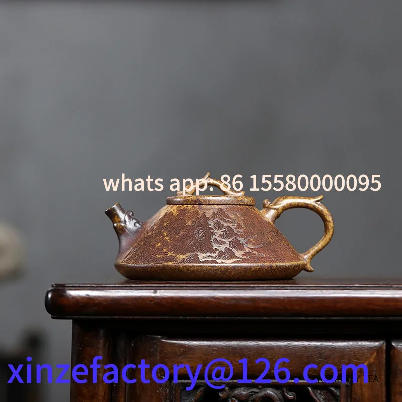 

Customizable Chinese Yixing Handmade Purple Clay Teapot Tradition Hand-carved Tea Pot Household Kettle