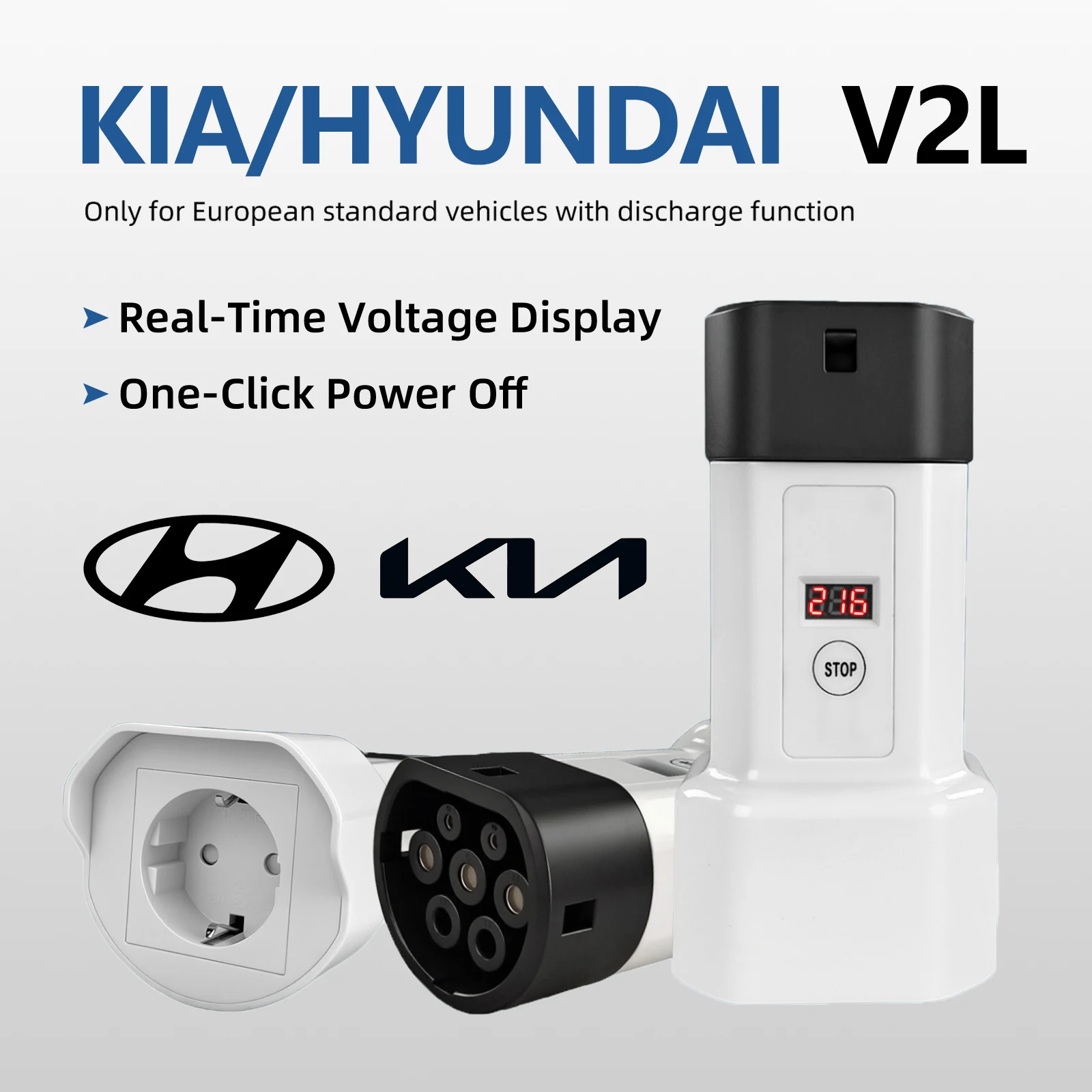 EVqiaoyi Type 2 V2L Ontlader adapter EU 16A socket type 2 Ontlading met voor Renault BYD Hyundai Xpeng Geely EX5 Omoda Jaecoo