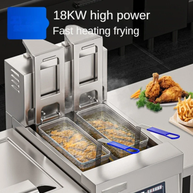 2025 Commercial Automatic Elevating Temperature Control Electric Fried Furnace Vertical Intelligent Double Cylinder