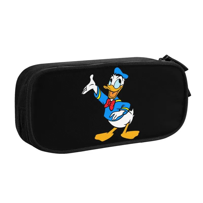 Custom Donald Duck Cartoon Cute Pencil Cases Girls Boys Large Storage Pencil Pouch Students Stationery