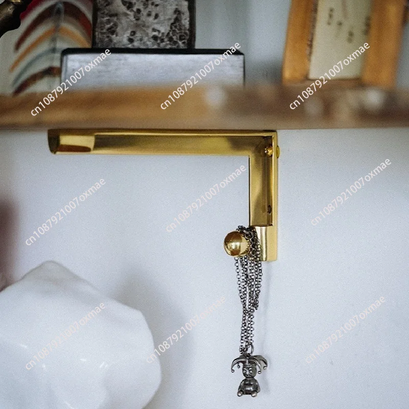 Vintage Brass Shelf Brackets Heavy Duty Wall Corner Supports for Shelves Industrial Home Decor Brackets Hardware Accessories