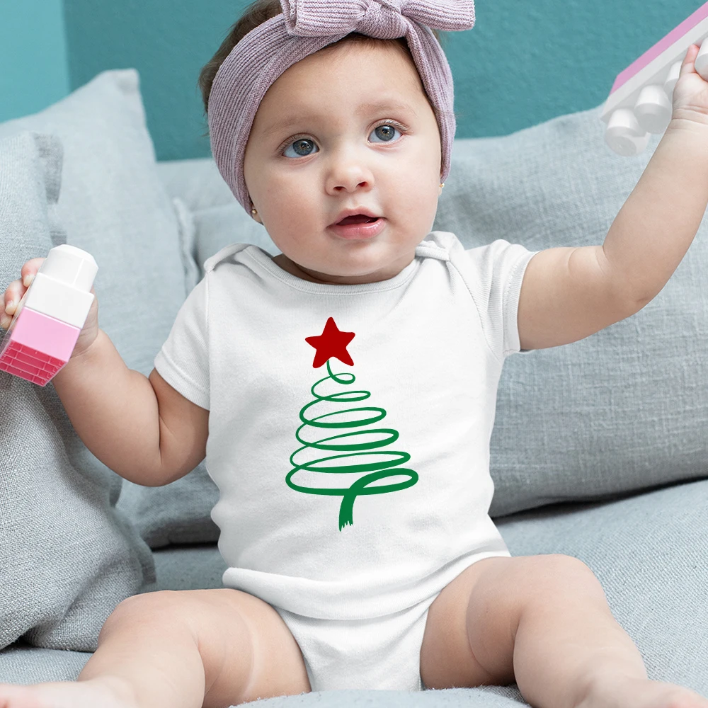 Merry Christmas Baby Boy Girl Clothes Bodysuits Cute Cartoon Snowmans Print Red Newborn Onesies Xmas Eve Infant Romper Pajamas