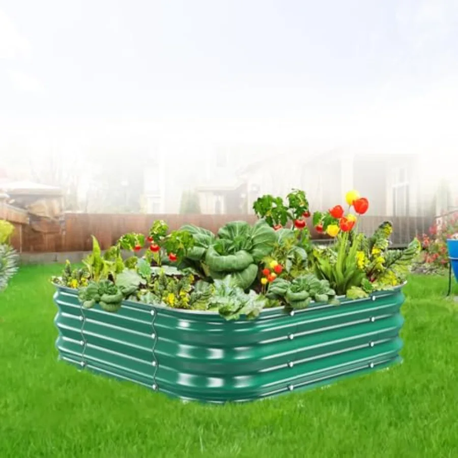 

Оцинкованная приподнятая грядка 4x4x1 фута для сада, уличный комплект для выращивания овощей, фруктов, цветов, из сверхпрочной нержавеющей стали, зеленая