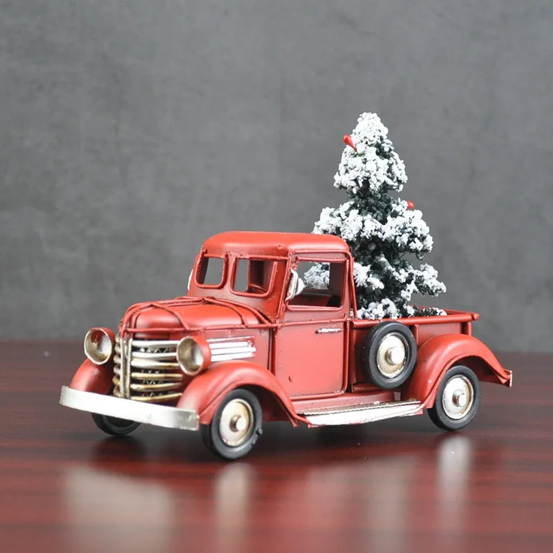 1PC Nordic Metal Crafts Christmas Truck Model Collection Simple Home Soft Desktop Decoration Collection