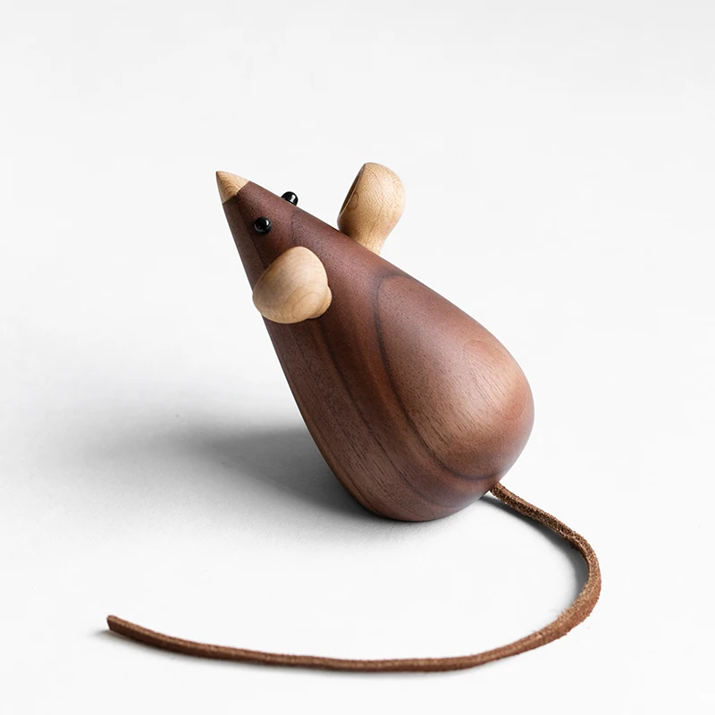 Creative Wooden Ornaments Softwood Play Home Decorations Year of the Rat Zodiac Birthday Gifts Wooden Animals
