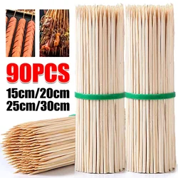 90Pcs Bamboo Skewer Sticks Sturdy Disposable Barbecue Fruit Natural Wood Sticks Barbecue Party Buffet Food BBQ Tools Accessories