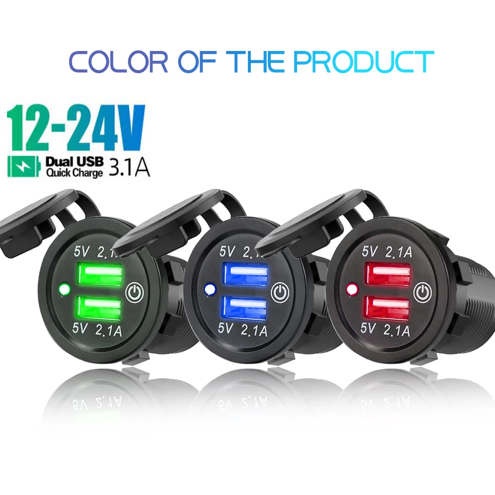 

4.2A/5V Dual USB Car Charger Socket Waterproof Fast Charge Adapter Power Outlet With Voltmeter For Car Marine Motorcycle