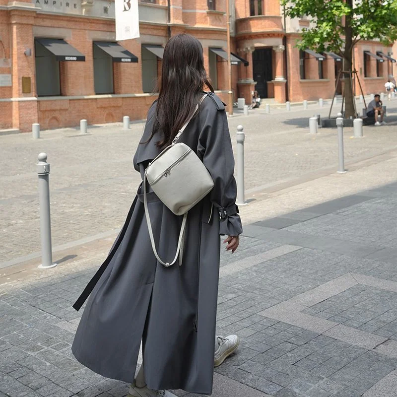 Womens Autumn Classic Double Breasted Long Trench Jacket with Belt Female Solid Color Lapels Windbreaker Winter Coat for Women