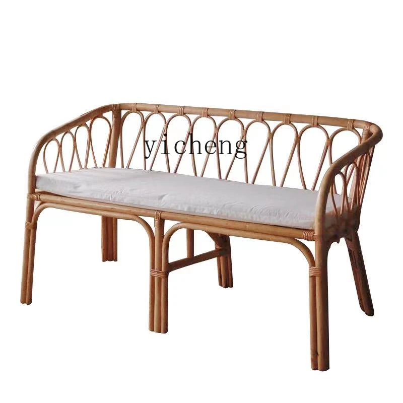 Zz كرسي الروطان الترفيهي B & B ins أريكة مزدوجة من الخيزران الطبيعي الحقيقي شقة صغيرة شرفة غرفة المعيشة المنزل #4