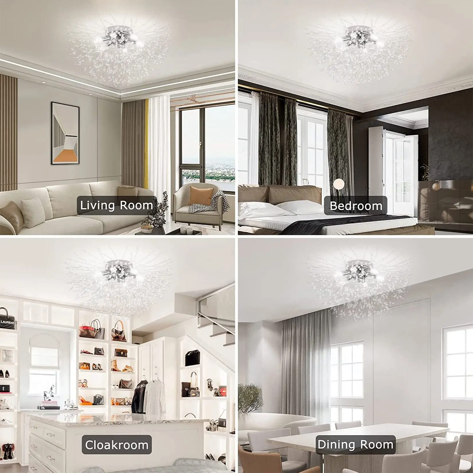 Imagem -05 - Cristal Dandelion Led Lustre Nordic Spark Ball Floco de Neve Sala de Estar Quarto Corredor Luzes de Teto