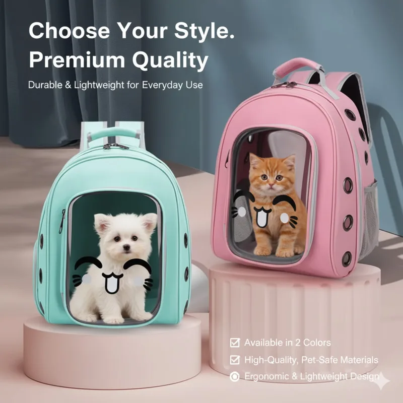 

Cute Transparent Breathable Cat Backpack Carrier Large Capacity Portable Pet Travel Backpack For Outdoor Camping Weekend Trip