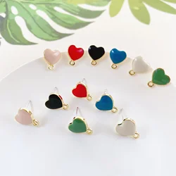 10pcs Handmade Colorful Earrings Base Love Heart Shape Earrings Connectors Earring Settings for Diy Jewelry Making Accessories