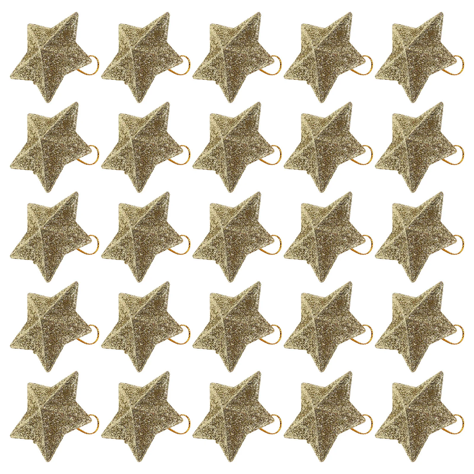 

60pcs Christmas Glitter Star Ornaments Gold 3D Hanging Decor For Tree Party Backdrop Photo Prop Xmas Pendant Set Festive Home