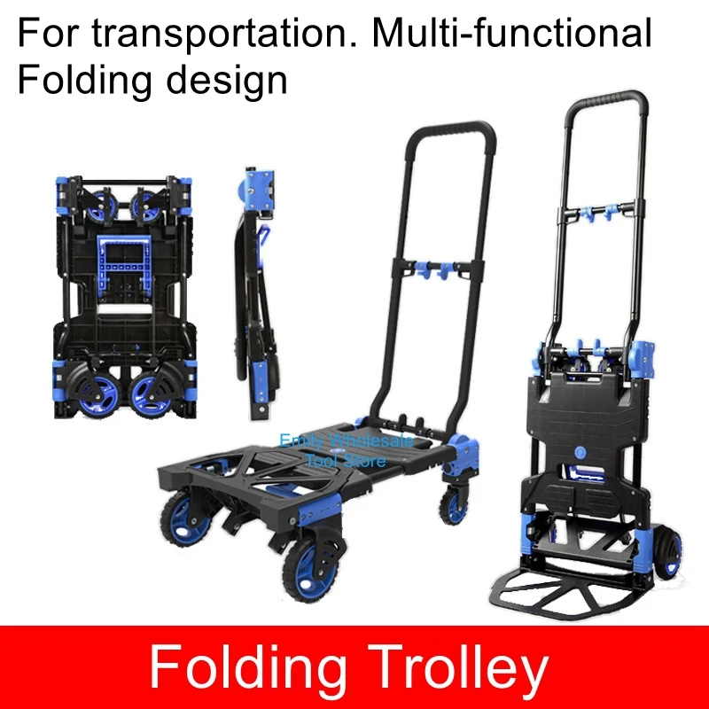 

Flatbed trolley load king hand pull portable trailer home trolley pulling goods lightweight folding cart