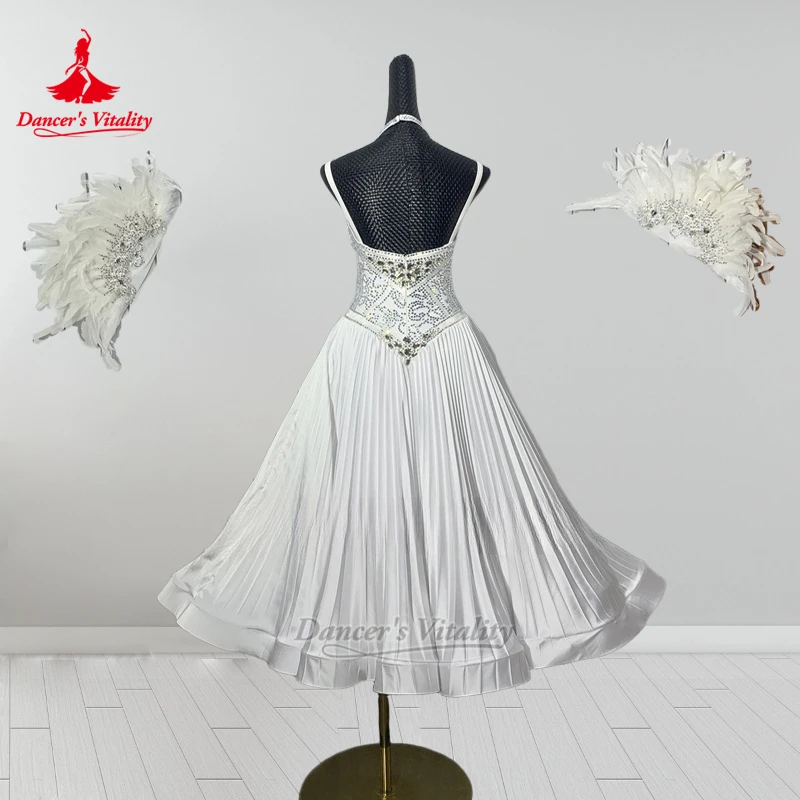 البطولة الدولية للرقص الاجتماعي في فستان الخصر وقلادة مخصصة لحيوية الراقصة الفالس بدون أكمام حبال الملبس #3