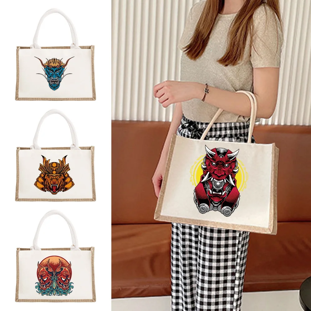 

Portable Shopping Bag Environmental Protection Lightweight Storage Bag Vintage Handbag Commuting Jute Bags Monster Series