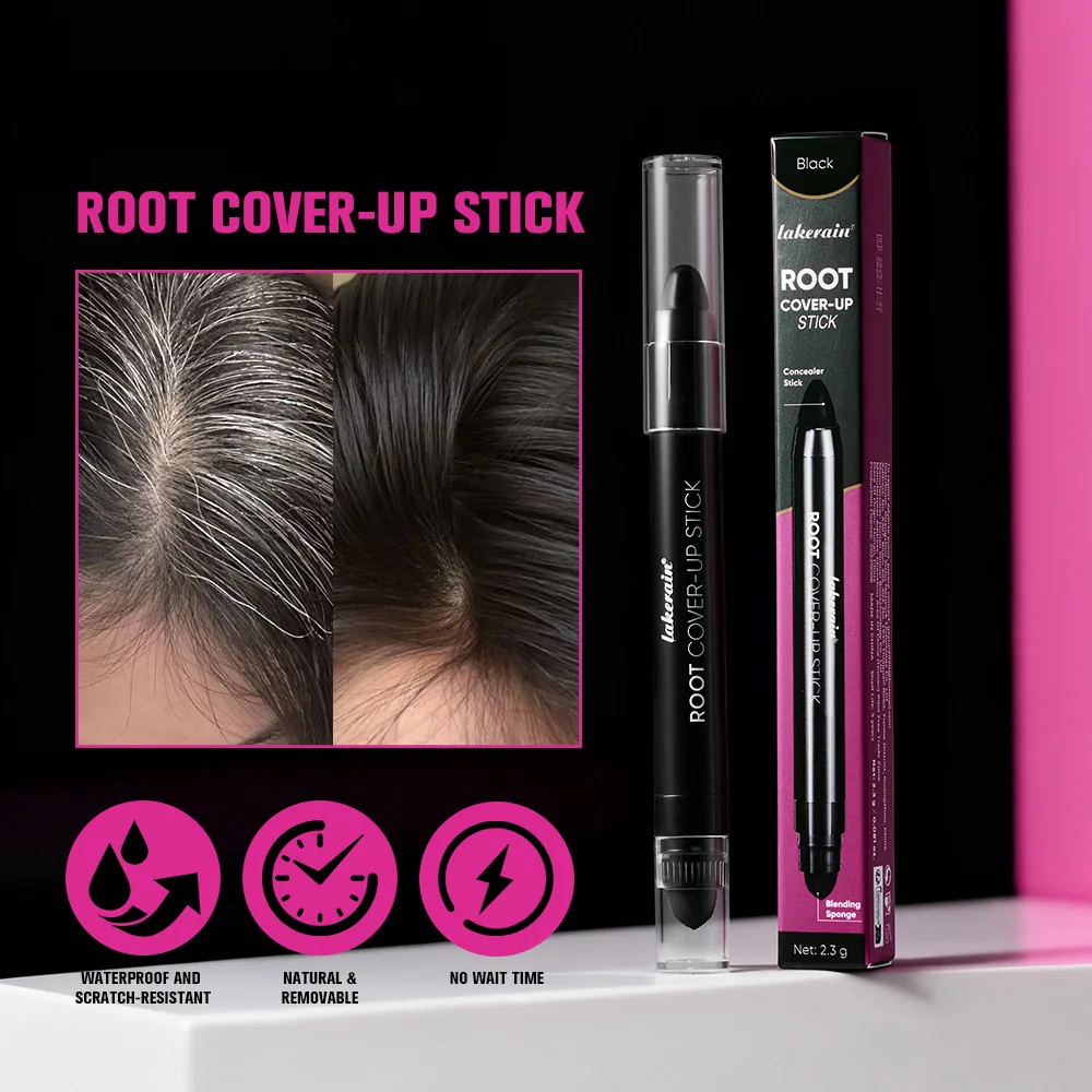 Black Brown Hair Dye Pen with Brush One-time Temporary Hair Dyeing Stick Cover Grey White Hair Fill in Hairs Coloring Makeup