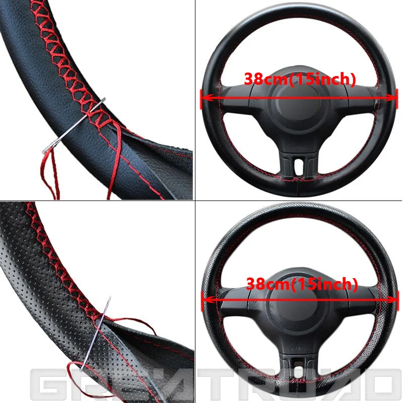 Artificial Leather 38cm 15 inch Car Steering Wheel Braid Cover Universal Auto Interior Accessories Non-slip Car Interior Covers