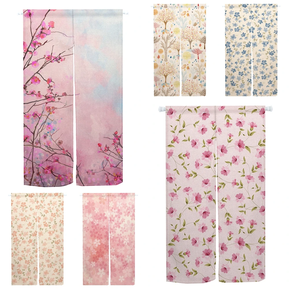 cortina-de-porta-floral-japonesa-rosa-flor-de-cerejeira-design-doce-estilo-romantico-para-quarto-sala-de-estar-decoracao-de-casa-cortinas