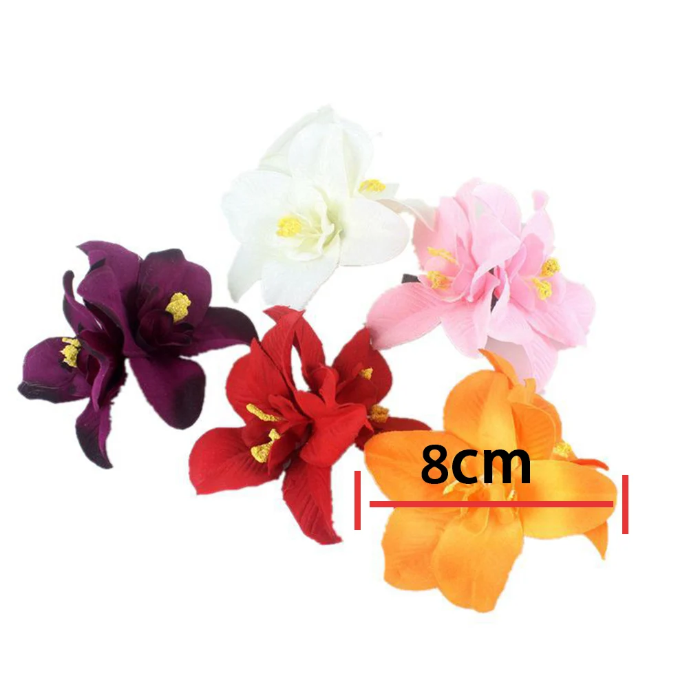 Orquídea Flores Clipes De Cabelo, Praia Litoral Flor Barrete, Dama de honra Double-Flower Hairpin, Bridal Headwear, 1 Pc