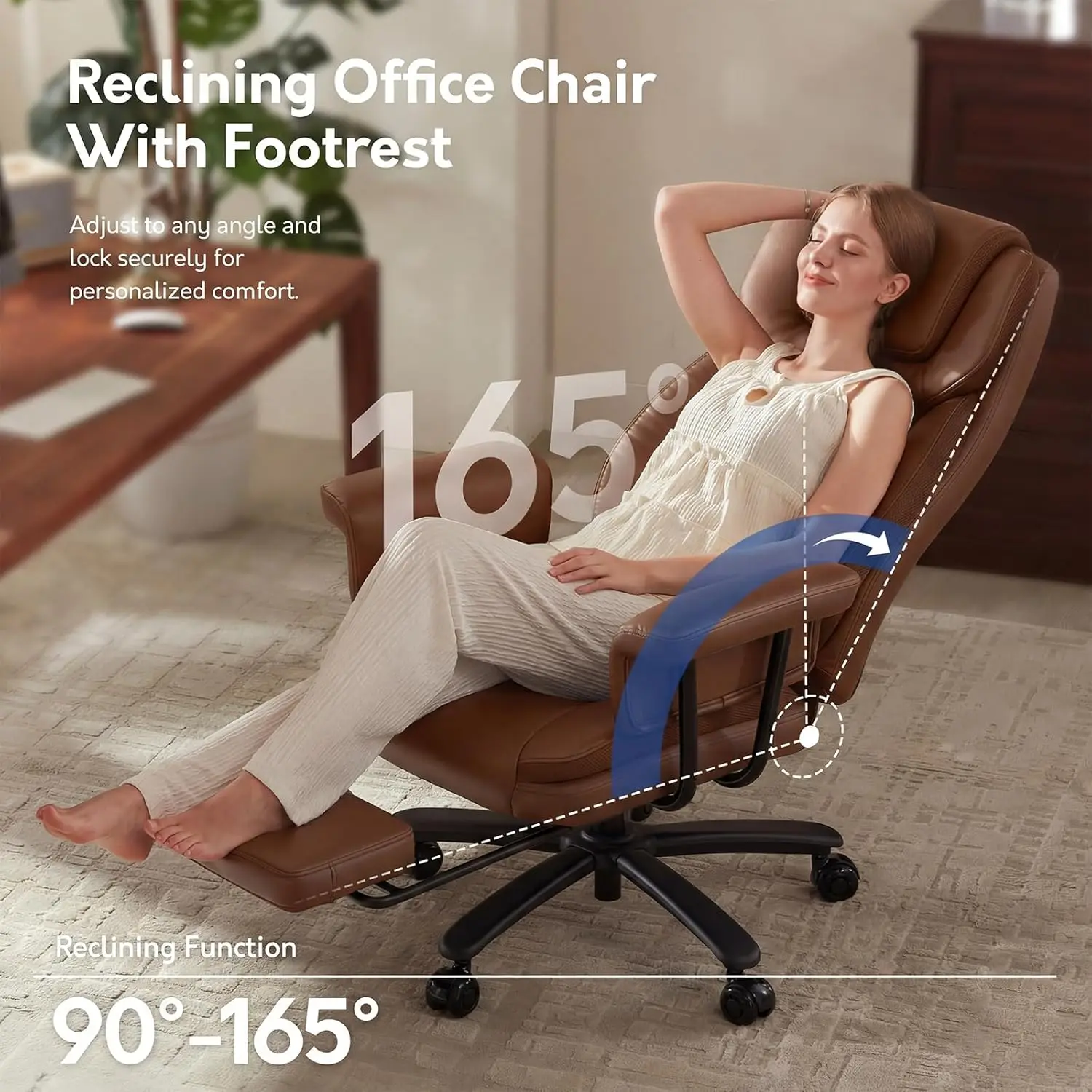 

Кресло для руководителя Big and Tall, выдерживающее нагрузку до 500 фунтов, 165 см ° Кресло-реклайнер усиленной конструкции с подставкой для ног, бесшумными резиновыми колесиками, на заказ