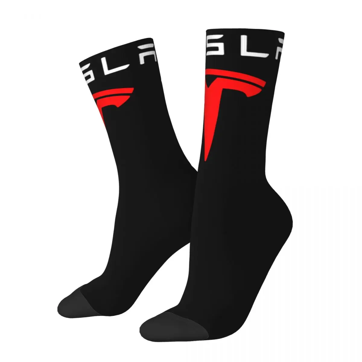 Tesla Red Logo Unisex Socken, Wandern 3D-Druck glückliche Socken Street Style verrückte Socke